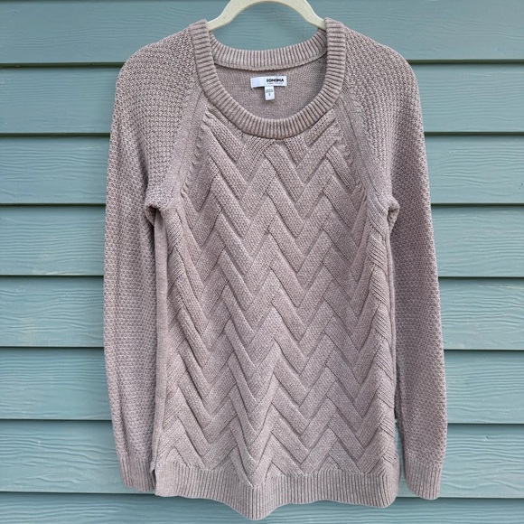Sonoma Sweaters - Sonoma Women's Taupe Chevron Sweater